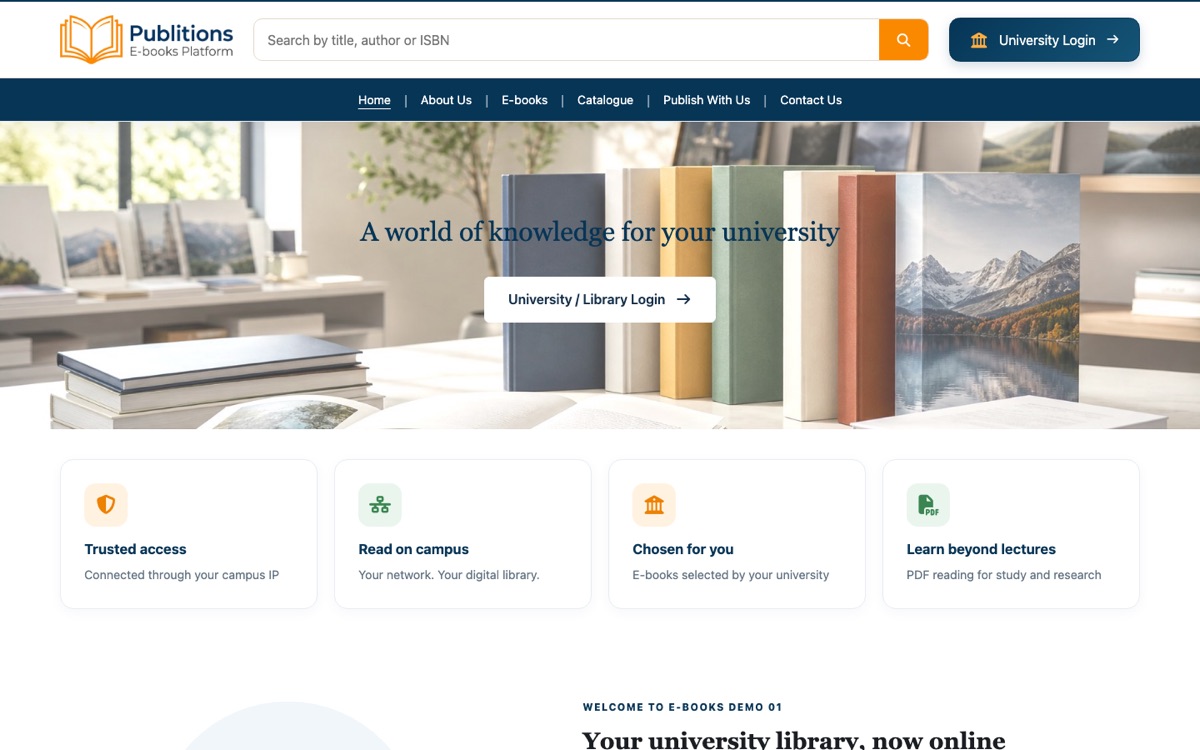 E-books Portal Template 01 homepage